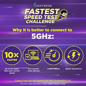 3.4K views · 115 reactions | Ang FiberX plan mo, DOBLE NA, DINOBLE PA! Connect to 5Ghz and do a speedtest to X-perience the difference! Speedtest now! https://www.speedtest.net/ #FastestSpeedtestChallenge | Converge FiberX | Facebook