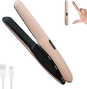 Cordless Hair Straightener and Curler 2 in 1 Portable Flat Iron Wireless Hair Straightener for Travel, USB-C Rechargeable 4800 mAh Battery Fast Heating Pink
