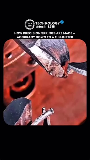 TECHNOLOGY on Instagram: "Manufacturing high-precision springs is a process that demands absolute control over every step. Steel wire is carefully fed into specialized coiling machines that shape it into perfectly uniform spirals, with each turn measured to exact tolerances down to a single millimeter. After forming, the springs are heat-treated, hardened, and tested for strength, elasticity, and durability to ensure they perform flawlessly under load. From automotive components to watches and i