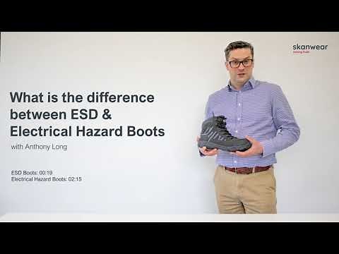 Difference between Electrical Hazard (EH) vs. Electro Static Dissipative (ESD) Safety Footwear.