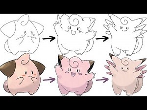 How To Draw CLEFFA CLEFAIRY and CLEFABLE POKEMON | Pokemon Evolution