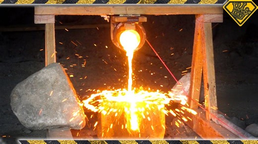 See the violent physical reaction between molten copper and frigid ice
