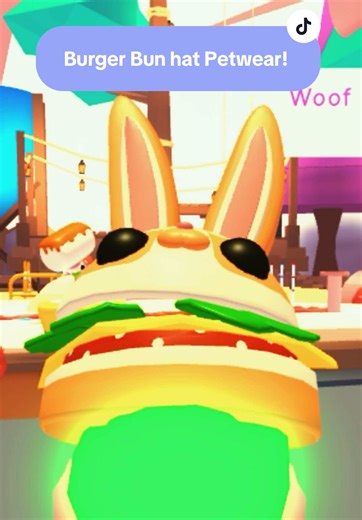 Roblox Adopt Me Animated Burger Bun Hat Petwear!