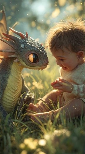 Baby Meets Baby Dragon for the First Time – Magical Scene!” #animation #aianimation