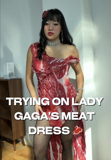 Lady Gaga Meat Dress Halloween Costume Try-On