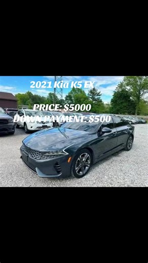 2021 Kia K5 EX PRICE: $5000 DOWN PAYMENT: $500 Exterior color Gray Interior color Gray Drivetrain Front-wheel Drive MPG 27–37 Fuel type Gasoline Transmission 8-Speed Automatic Engine 1.6L I4 16V GDI DOHC Turbo VIN 5XXG34J2XMG061082 Mileage 143,000 mi. Features Convenience Keyless Start Power Liftgate Remote Start Entertainment Bluetooth® Satellite Radio USB Port Exterior Alloy Wheels Sunroof/Moonroof Safety Backup Camera Brake Assist Lane Departure Warning Rear Cross Traffic Alert Stability Cont