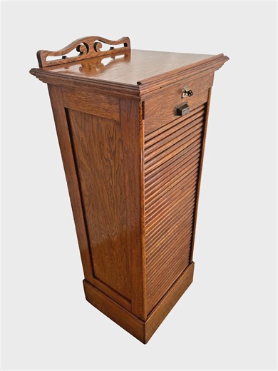 Antique Music Cabinet Locking Rolltop Door, Pull Out Shelves, Podium Top - Etsy