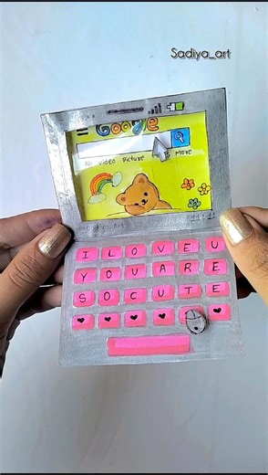 Diy mini laptop 💻#shorts #youtubeshorts#papercraft #diy#viral #trending #mini#cute#laptop