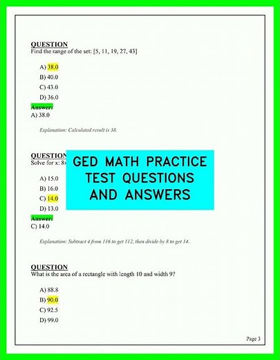 GED MATH PRACTICE TEST QUESTIONS AND ANSWERS video