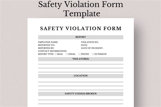 Editable Employee Safety Violation Form Template (canva, PDF) - Etsy