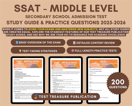 SSAT Middle Level Study Guide 2025-2026: Övningsprov och expertstrategier - Etsy Sverige