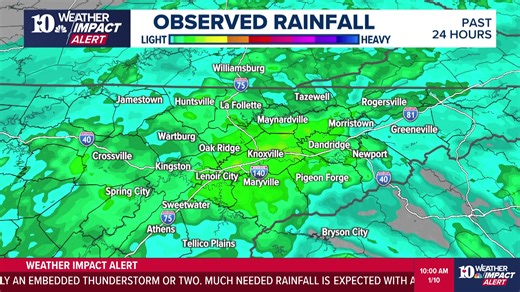 A strong system will continue to move across East Tennessee today, bringing periods of showers and possibly a thunderstorm or two. | WBIR Channel 10