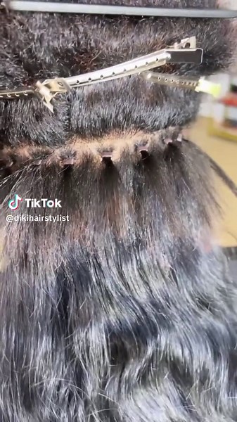 Microlinks weft extension application done on a short hair let me help you achieve this look book me at www.styleseat.com/dikistylist #sewins #microlinksweftextensions #bundlesewin #longislandnewyork #longislandhairstylist #traditionalsewinnyc #silkpress #capcut