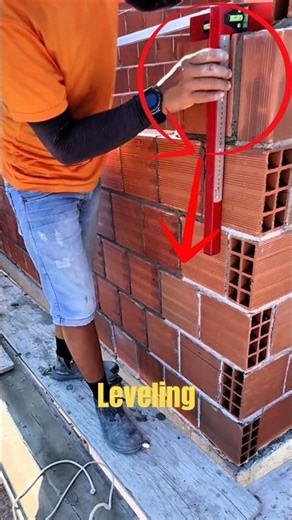Perfect Brick Wall Leveling Technique Using Aluminum Spirit Level | Modern Masonry Work.