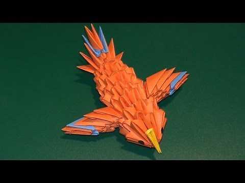 How to make a paper a hummingbird (a canary). 3D origami tutorial