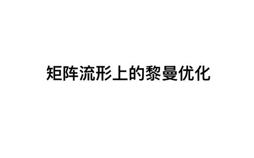 【Proof-Trivial】矩阵流形上的黎曼优化_简介