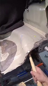 Using the frame rack to pull & straighten this trunk floor out! #autobody #bodyshop #collision