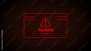 computer screen with programming code and an alert message, concept of computer security, warning , cyber warning, malware or hacker attack Stock Video