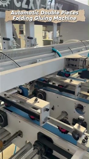 📦 Automatic Double Pieces Folding Gluing Machine #factoryproducts #machine