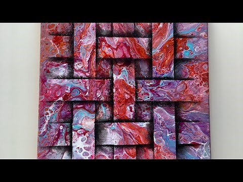 #055 New technique! 3d weaving acrylic pour - interlaced art tutorial