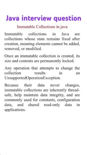 Immutable Collections in Java | java interview question #corejava #javainstitute #interview