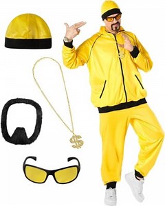 Men`s Ali G Costume Adult Yellow Tracksuit Hip Hop Rapper Fancy Dress M - XXL  | eBay UK