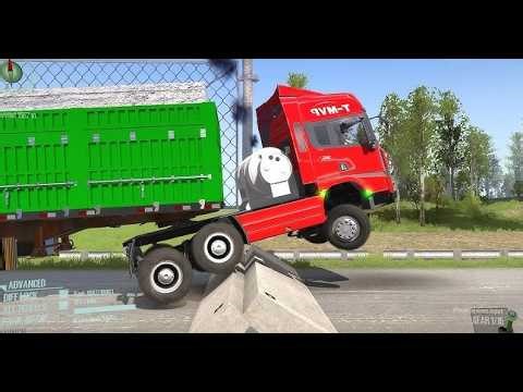 SpinTires: MudRunner GamePlay | Truck vs Extreme Broken Road with Speed Bumps | #mudrunner