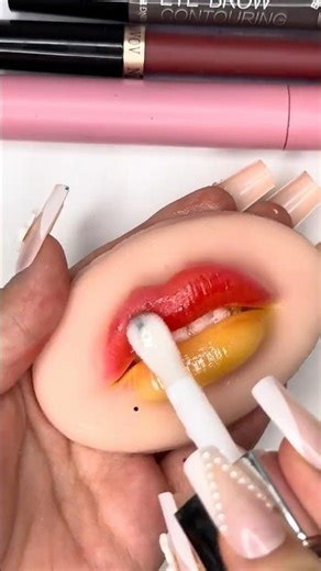 ASMR red and yellow lips ❤️💛💋#asmr#asmrlips#redlips#yellowlips#colorfullips#lipmakeup#shorts