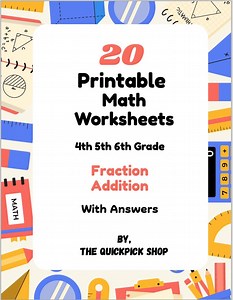 Fraction Addition Worksheets: 4th-6th Grade Math Practice (PDF) - Etsy