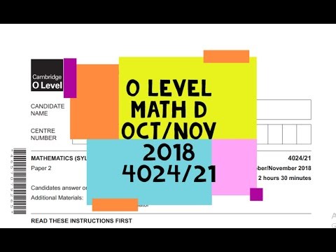 O Level Math D Paper 2 4024/21 Oct/Nov 2018
