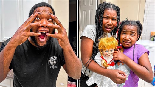 Big sister doll attacks little sister in shocking family skit