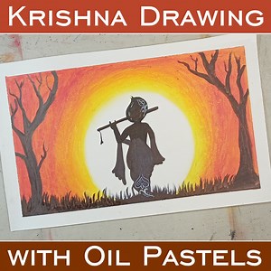 Krishna Janmashtami drawing with Oil Pastels | God Art, Painting | K4 Craft Videos