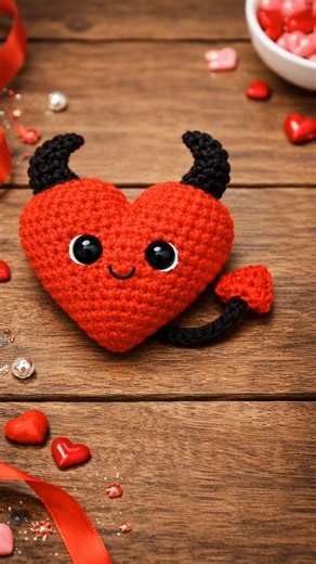 Crochet Angel Heart Amigurumi 💖 Easy Valentine Mini #valentinesday #heart #crochet #devil #angel