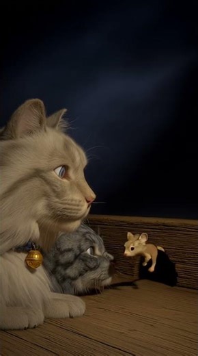 The mouse keeps escaping – will the cats ever give up #aianimation