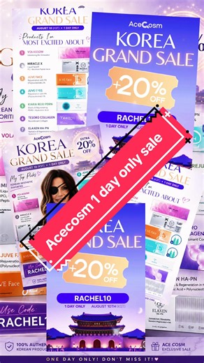AceCosm Korea Grand Sale August 10 — Extra 20% Off with RACHEL10