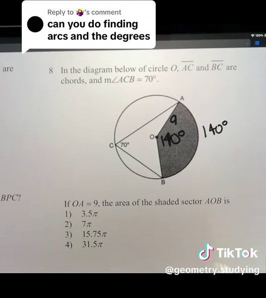 Replying to @🤷‍♀️ Area of a sector problem — includes explanation of arc lengths I just wanted to say that I am trying to get back to all of you asap!!! It’s hard because I need to study as well and the videos take a lot of time to edit — sometimes i talk for unnecessary long lengths lol — but I am trying to help you guys as much as I can. Thank you for understanding. Tomorrow I have a test on the regents and I will update you guys on what my teacher put on there so you guys know what to study/