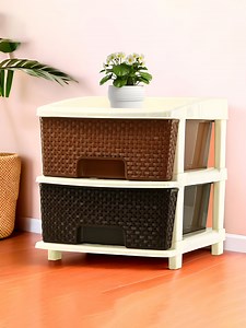 Buy Kuber Industries Brown And White 2 Layer Plastic Modular Storage Drawer Organiser -  - Home for Unisex