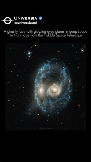 Hubble Spots a Creepy Space Face: Colliding Galaxies with Glowing Eyes 👀