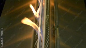 One Biofireplace burn on ethanol gas. Contemporary mount biofuel on ethanol fireplot fireplace close-up. Modern smart ecological technologies. Stock Video