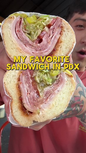 MY FAVORITE SANDWICH IN PORTLAND 🥪 If you haven’t been already, you need to hit up Walter French’s for some of THE BEST sandwiches in Oregon, if not the whole West Coast! Owners Matt and Ali are super amazing people, and know how to make a sandwich! They’re using meats from @Olympia Provisions and bread from Dos Hermanos Bakery 🔥 The Dance Club: Turkey, Bacon, @tillamook Cheddar, Guacamole, Shredded Lettuce, Cucumbers, Tomatoes, Fried Onions, and Chipotle Ranch on Ciabatta. The Big Dom: Salami