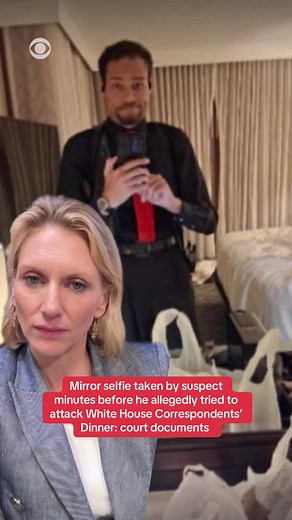 The suspect in the White House Correspondents' Dinner attack took a mirror selfie in his hotel room just minutes before the attack, according to court documents. About half an hour later, authorities say, the suspect sprinted past the magnetometers and fired a shotgun blast before falling down and being restrained by officers. CBS News' Anna Schecter reports on what we have recently learned about the suspect and the investigation. #news