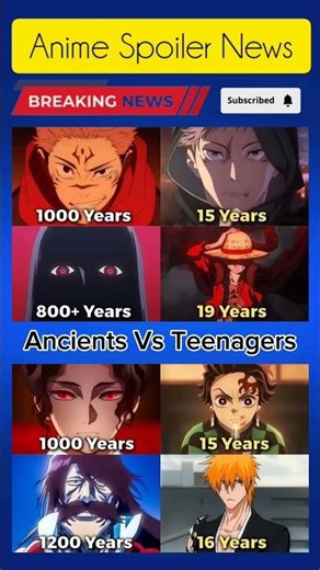 ANCIENTS Vs Teenagers 🙀💥 #anime #jujutsukaisen #onepiece #bleach #demonslayer