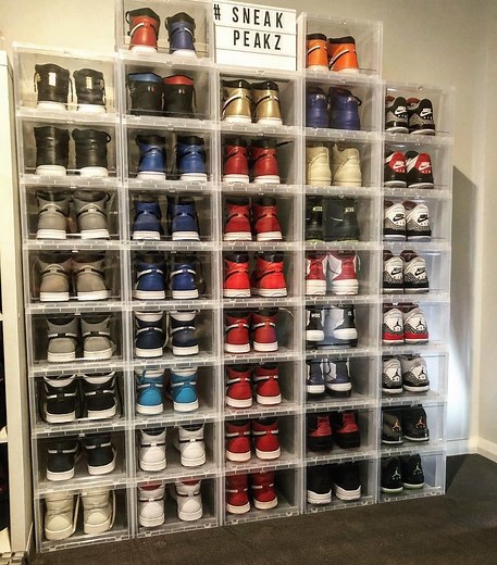 Drop Front Sneaker Display Cases - Clear