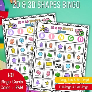 2D & 3D Shapes Bingo Game: Printable Math Center Activity (PDF Download) - Etsy Canada