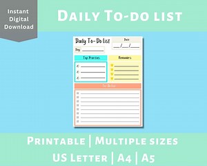 Daily to Do List Printable, to Do List Digital, Printable Task List, Daily Tasks, Daily Schedule, Instant Download, US Letter, A4, A5, PDF - Etsy UK