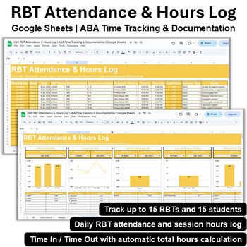 RBT Attendance & Hours Log | ABA Time Tracking & Documentation | Google Sheets