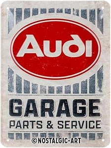 Nostalgic-Art Retro Blechschild, 15 x 20 cm, Audi – Garage – Geschenk-Idee für Audi-Zubehör Fans, Original Lizenzprodukt (OLP), aus Metall, Vintage Design, Blechschilder Sprüche
