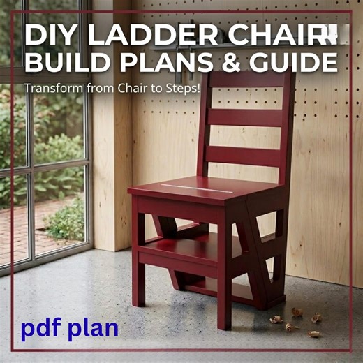 DIY Ladder Chair Plans PDF | Convertible Step Stool Chair Blueprint | Folding Library Chair | Space Saving Woodworking Digital Download - Etsy