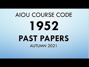 Aiou Course Code 1952 Past papers