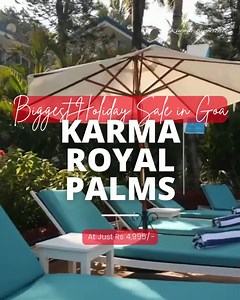 🏖️ 𝗚𝗢𝗔 - 𝗕𝗜𝗚𝗚𝗘𝗦𝗧 𝗛𝗢𝗟𝗜𝗗𝗔𝗬 𝗦𝗔𝗟𝗘!! 🎊 Just at ₹𝟰,𝟵𝟵𝟱 𝗧𝗮𝘅 𝗳𝗼𝗿 𝟯 𝗡𝗶𝗴𝗵𝘁𝘀 𝗳𝗼𝗿 𝗖𝗼𝘂𝗽𝗹𝗲 & Kids worth ₹𝟭𝟰,𝟵𝟵𝟱 - 𝗦𝗮𝘃𝗲 𝘂𝗽𝘁𝗼 65% 👉 Karma Royal Palms, Goa - 1 BR 🧳Stay Period: SEPTEMBER | Book Before 7th September! ☎️ Give a Missed Call & Get ONE Night Free - (080) 61915255. BOOK NOW! *T&C Apply. 🏊🏽Amenities: Swimming pool | Spa | Gym | Kids Club. 👉Limited Rooms Available - Offer valid for Husband Wife and kids No Singles/Group Bookings. | Karma